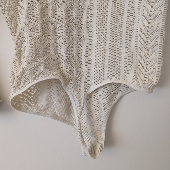 Free People Intimately Womens Small Cream Bodysuit Cut Out Bohemian Indie Basic - Picture 6 of 6